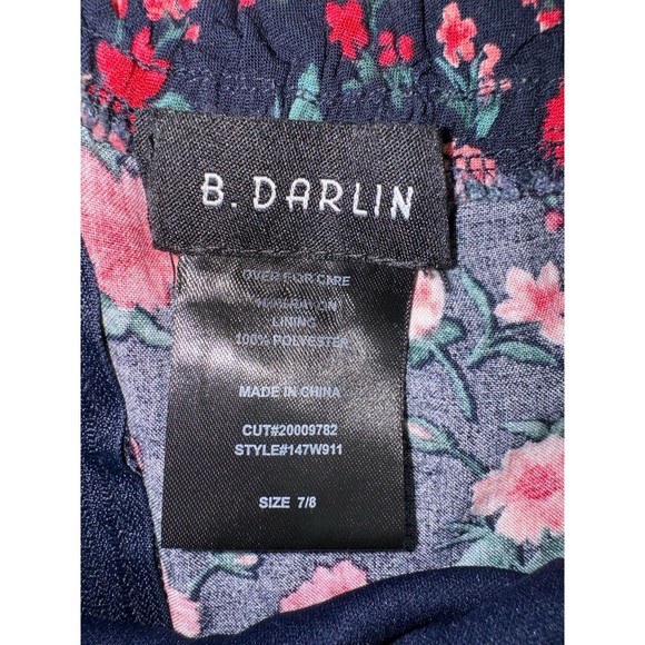 B. Darlin Womens Navy Floral-Printed Mini Fit & Flare Dress Juniors 7/8 Lined - Picture 10 of 11